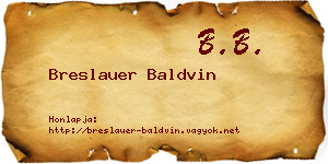 Breslauer Baldvin névjegykártya